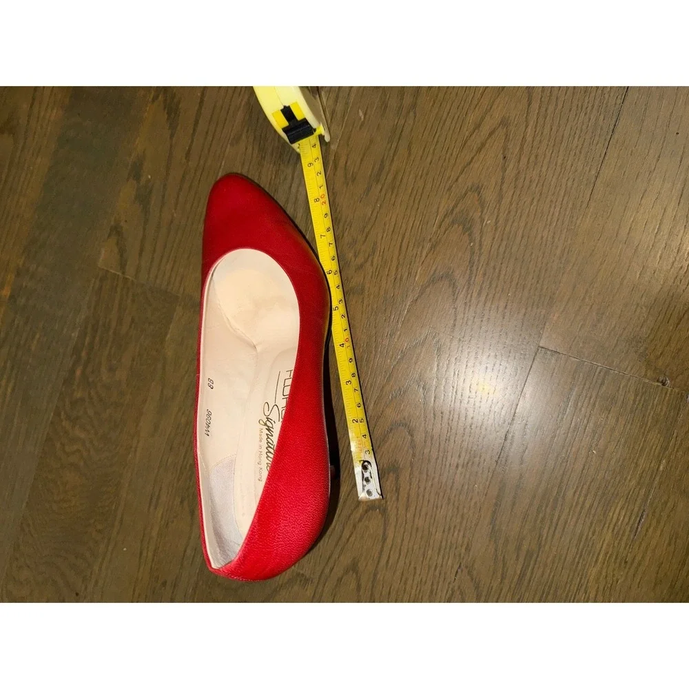 Florsheim Signature Red Leather Pumps Vintage Almond Toe Kitten Heels 8B